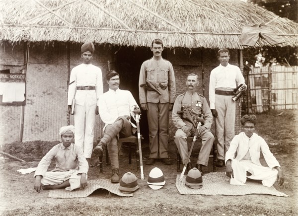 Police Guard, Edakkara. Group portrait of officers of the Police Guard, who accompanied Sir Arthur