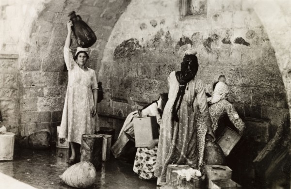 The Virgin's Fountain, Nazareth. Women collect water from the Virgin's Fountain (also known as