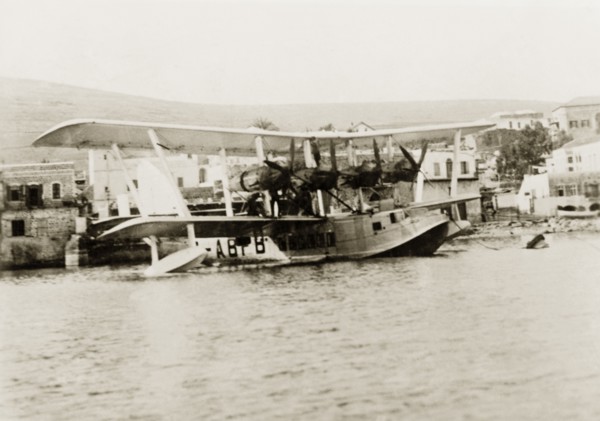 A 'Short Kent' flying boat. An Imperial Airways 'Short Kent' flying boat, model G-ABFB, resting