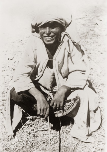 Portrait of a young Arab man, Palestine. Portrait of a young Arab man in traditional dress. British