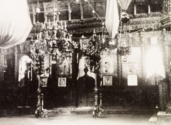Interior of Church of the Nativity, Bethlehem. The ornate interior of the Church of the Nativity,