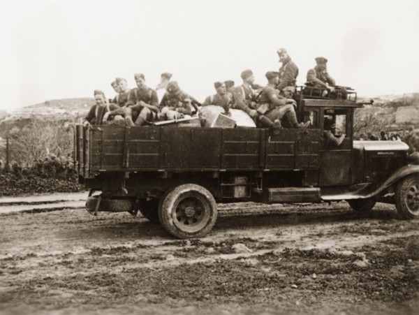 British soldiers in Palestine. A troop of British soldiers travel through the Palestinian