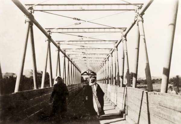 Allenby Bridge over the River Jordan. View across Allenby Bridge spanning the River Jordan,