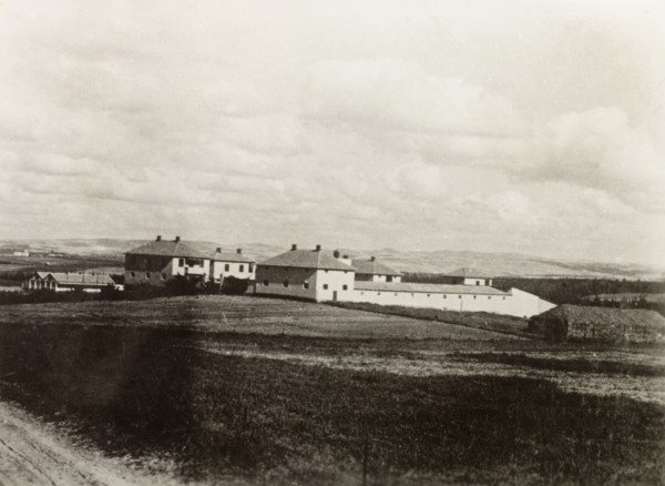 A Jewish 'kibbutz' . The buildings of a Jewish 'kibbutz' or intentional community. British Mandate