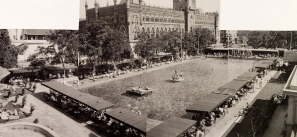Calcutta Swimming Club, 1948. European bathers relax in and around the pool at Calcutta Swimming