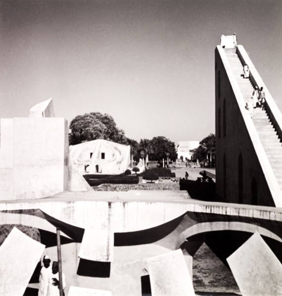 Yantra Mandir, Delhi. Visitors climb a staircase leading to the giant equinoctial dial at Yantra
