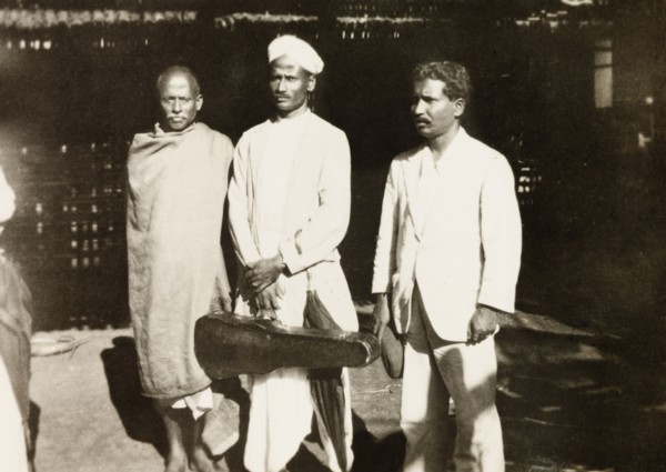 Methodist evangelist musicians. Two members of a Methodist evangelist band, one holding a violin
