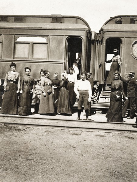 Passengers aboard Sunset Limited. Female and child travellers aboard the Sunset Limited passenger