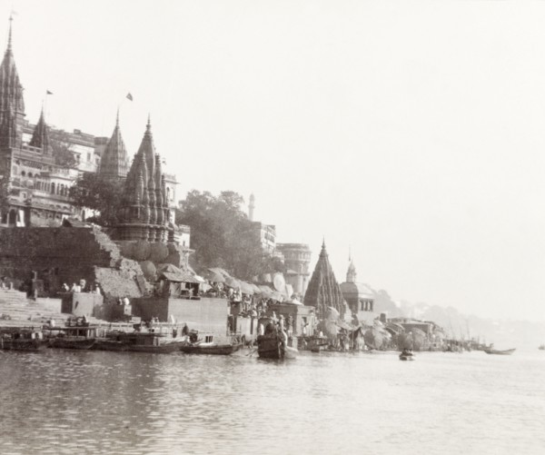 Benares on the River Ganges. View of the Hindu city of Benares situated on the banks of the River
