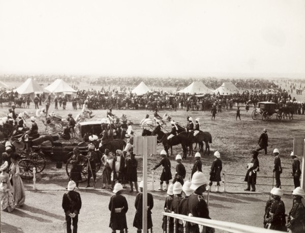 Coronation Durbar camp, 1903. View across the bustling Coronation Durbar camp. Delhi, India, circa
