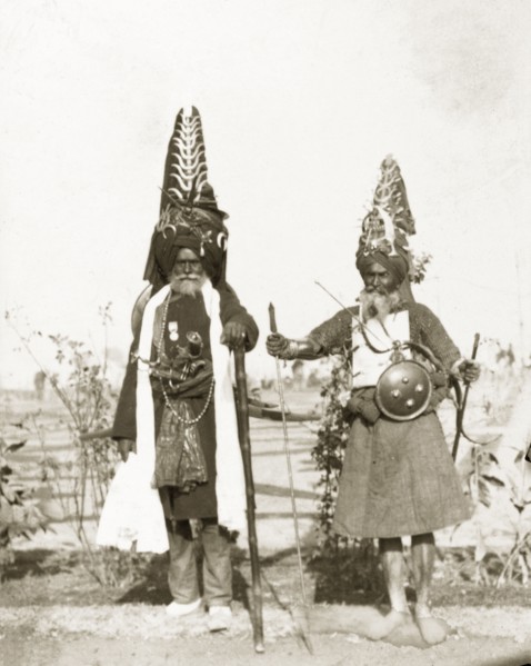 Akalis at Coronation Durbar, 1903. Full-length portrait of two Akalis (Nihang), prestigious Sikh