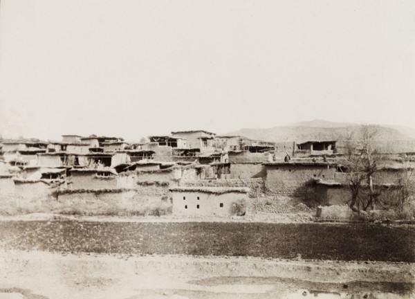 Mud village in North West Frontier Province. View of a village along the Kohat-Thal railway line,