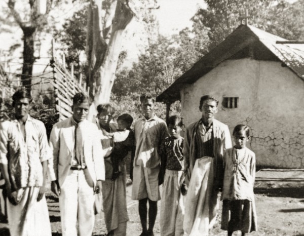 Evangelists visiting plantation workers, India. Two Methodist evangelists, J.A. Dennis and Monahan