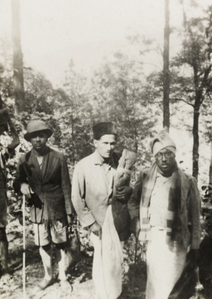 Evangelists trekking through mountain range. Methodist evangelists trek through the Baba Budan Giri