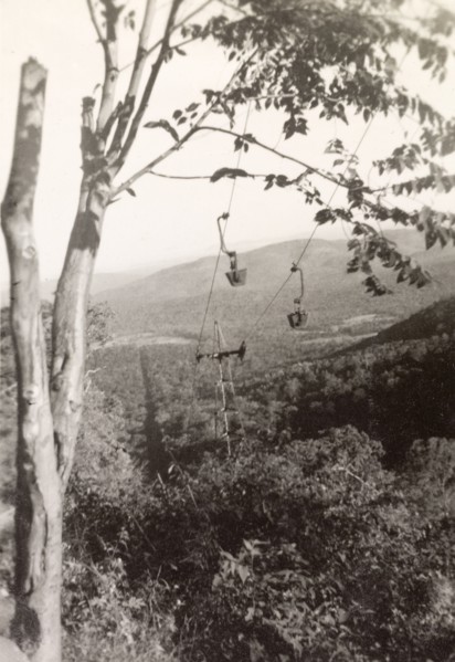 Transporting iron ore in Baba Budan Giri hills. A ropeway system transports iron ore down the
