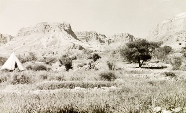 A bell tent at Ein Gedi. A lone bell tent is pitched at Ein Gedi (Engedi), a freshwater oasis