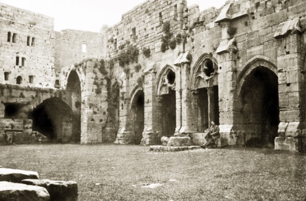 Courtyard inside the Krak de Chevaliers. A ruined courtyard inside the Krak de Chevaliers, a