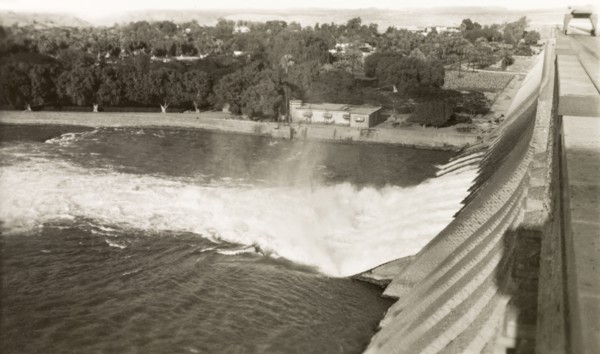 Aswan Low Dam. View across the Aswan Low Dam on the River Nile. Aswan, Egypt, February 1945. Aswan,