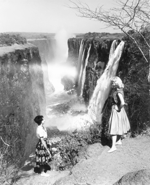 Publicity shot of Victoria Falls, 1961. A government publicity shot of two European woman standing