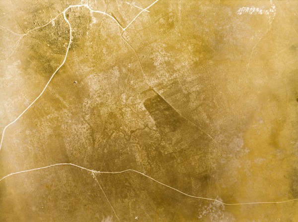 Aerial view of Pys, 1918. One of a series of British aerial reconnaissance photographs recording
