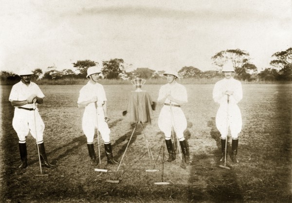 Polo team with Georgian Cup. The Zaria polo team pose for a group portrait with the Georgian Cup at