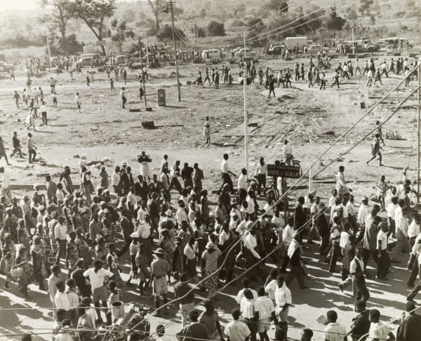 UNIP supporters at an electioneering rally. United National Independence Party (UNIP) supporters