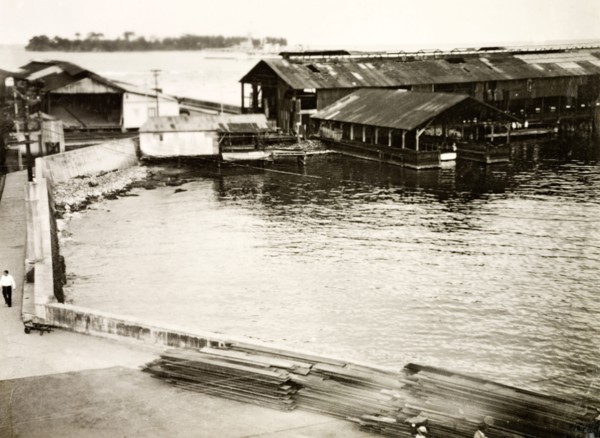 Limon harbour, circa 1931. View of the harbour and pier at Limon. Limon, Costa Rica, circa 1931.
