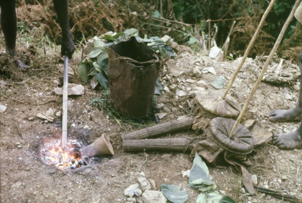 Iron Age forge in Mafuga Forest. A forge used by forestry workers to harden the tips of rock drills