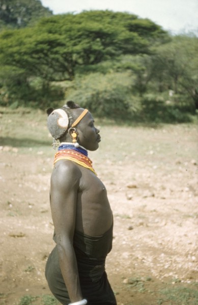 Portrait of a Suk porter. Profile portrait of a Suk (Pokot) porter working with a British forestry