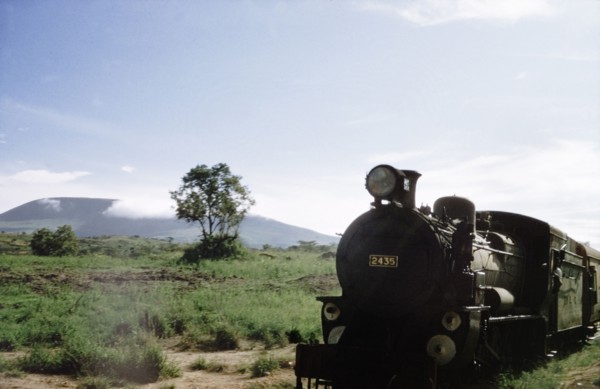 Construction train on the Western Ugandan Extension. A construction train travels along the Western