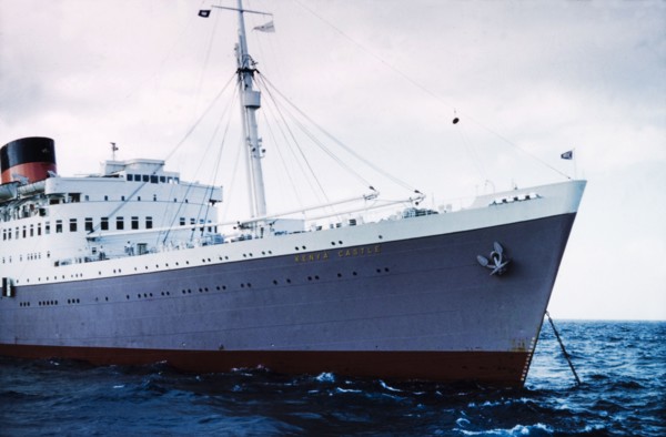 The Kenya Castle anchored off Gibraltar. The Kenya Castle, a liner operated by the Union-Castle