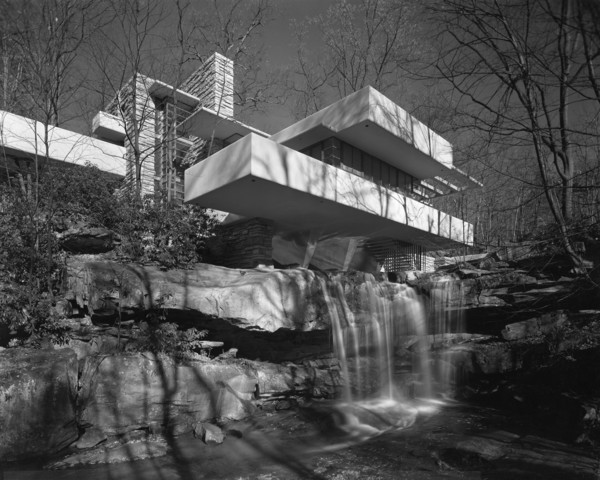 Exterior of Fallingwater (Edgar Kaufmann residence) designed by Frank Lloyd Wright 1937. Created by