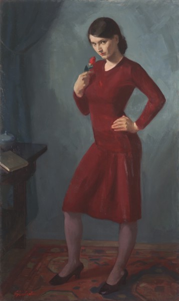 Girl in Red circa 1930. Created by Giesbert, Edmund W., b. 1893