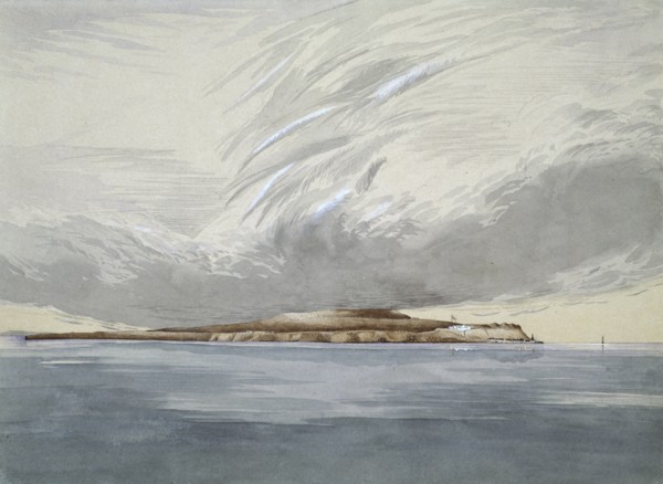 Fort and Island of Mackinaw, 1842.  Created by Ainslie, Henry Francis