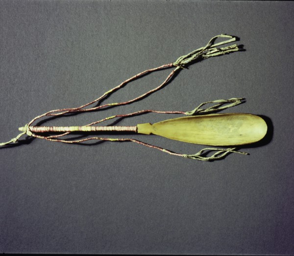 Spoon made from horn with quillwork binding on the handle