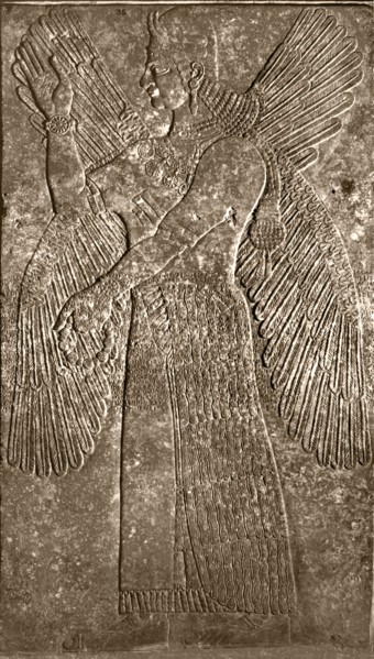 Human headed, winged protective spirit