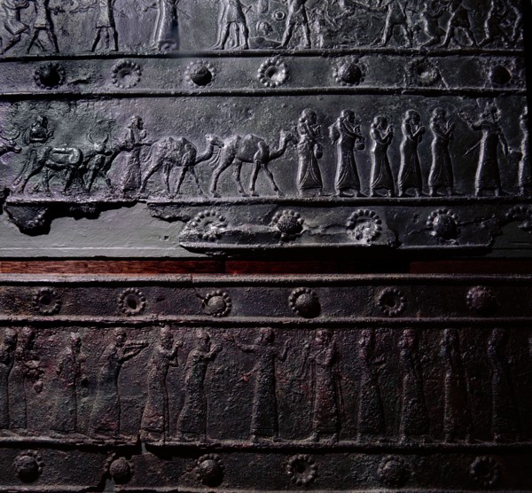 The wooden gates of Shalmaneser III with bands of relief decoration in bronze
