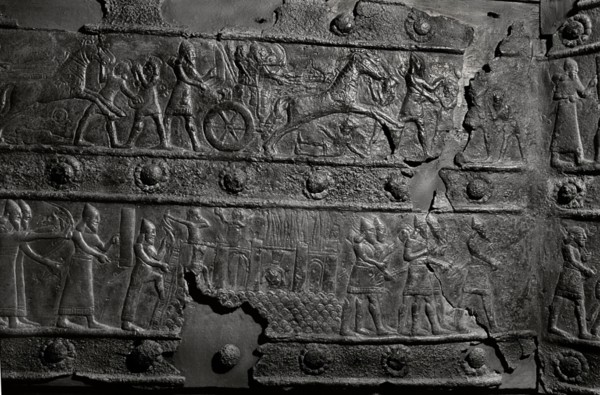 The wooden gates of Shalmaneser III with bands of relief decoration in bronze