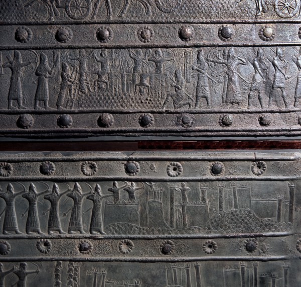 The wooden gates of Shalmaneser III with bands of relief decoration in bronze