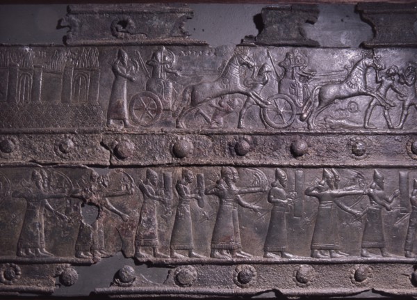 The wooden gates of Shalmaneser III with bands of relief decoration in bronze