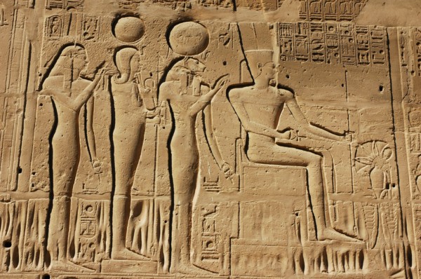 View of the giant relief decoration on the outside northern wall of the Great Hypostyle Court