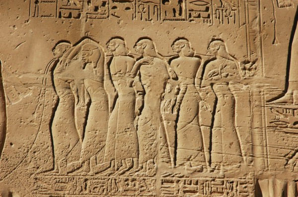 View of the giant relief decoration on the outside northern wall of the Great Hypostyle Court