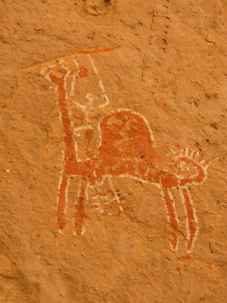 Rock painting with scene of everyday life from the Horse Phase