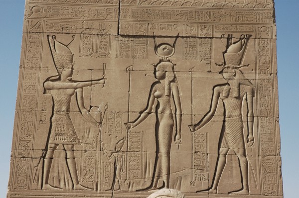 Mnumental relief at the Temple of Hathor
