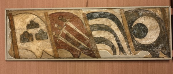 Banners of the districts (rione) of central Rome, from the facade of Palazzo Senatorio