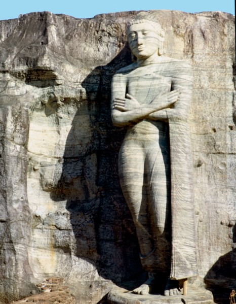 Rock sculpture of the seated Buddha at Gal Vihara at Polonnaruwa