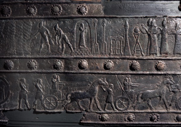 The wooden gates of Shalmaneser III with bands of relief decoration in bronze