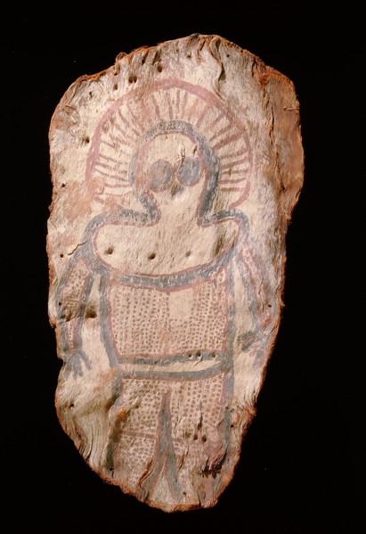 Bark painting depicting a Wandjina