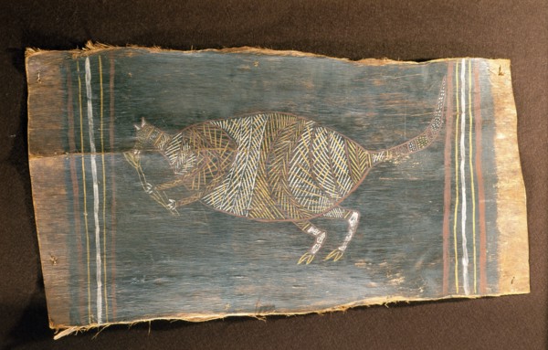 Aboriginal bark painting depicting a kangaroo