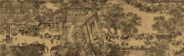 A detail of a scroll called Going Up the River at the Qingming (Spring) Festival by Zhang Zeduan